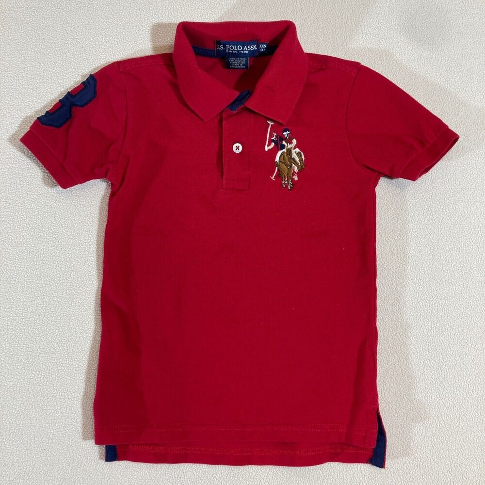 U.S. Polo Assn‎ Shirt Youth XXS (4) Red Big Pony Short Sleeve Polo Pullover